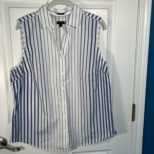 Blue and White Striped Sleeveless Top